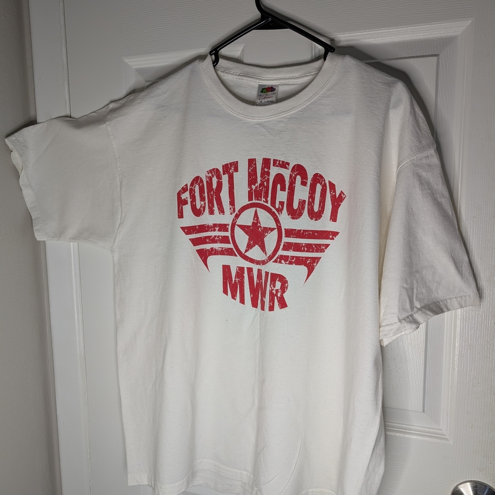 Fruit of the Loom White Tee with Red Graphic